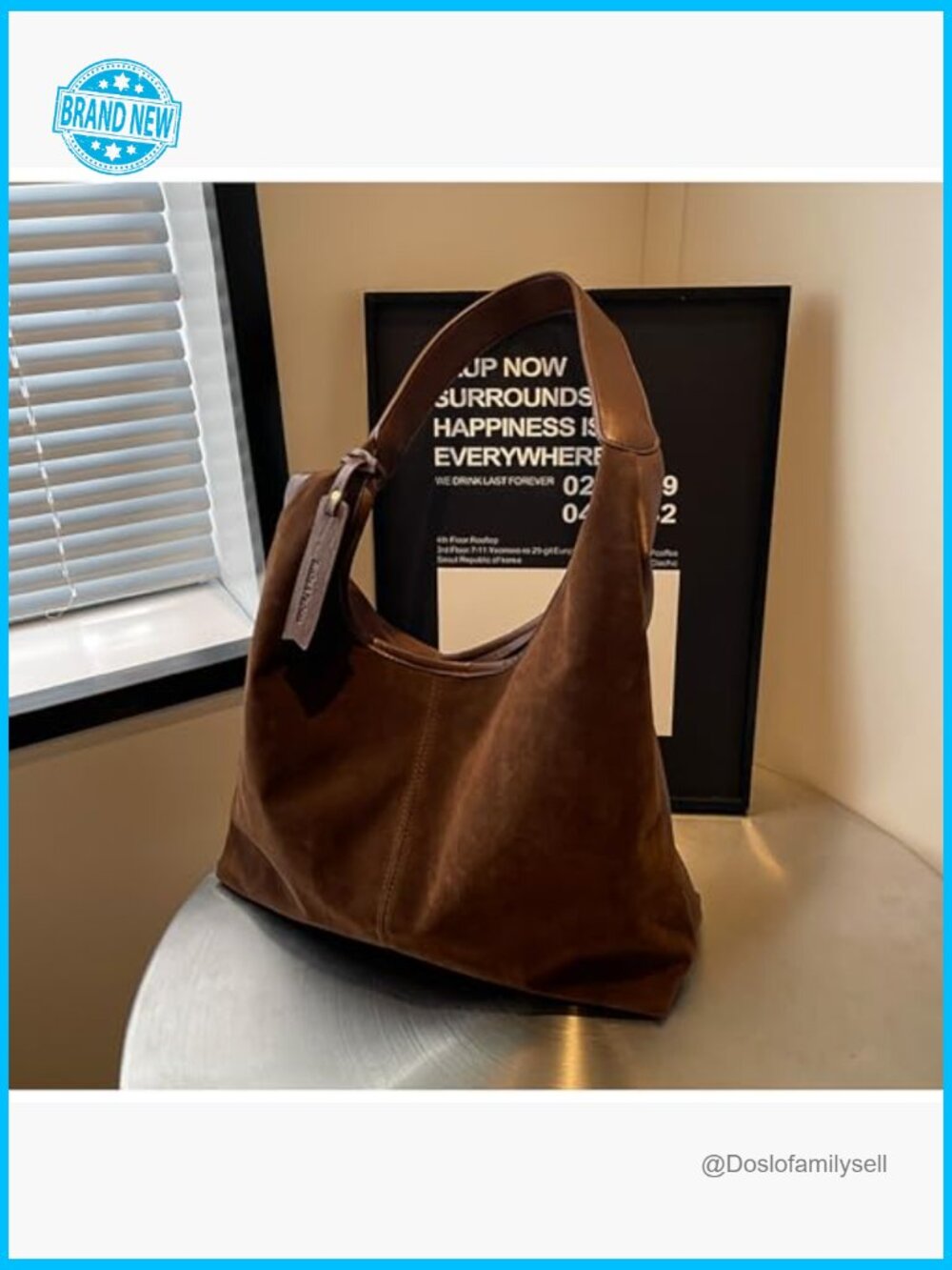 Slouchy Hobo Bag Faux Suede Tote Shoulder Purse Large Capacity Work Fall Winter - Picture 3 of 7
